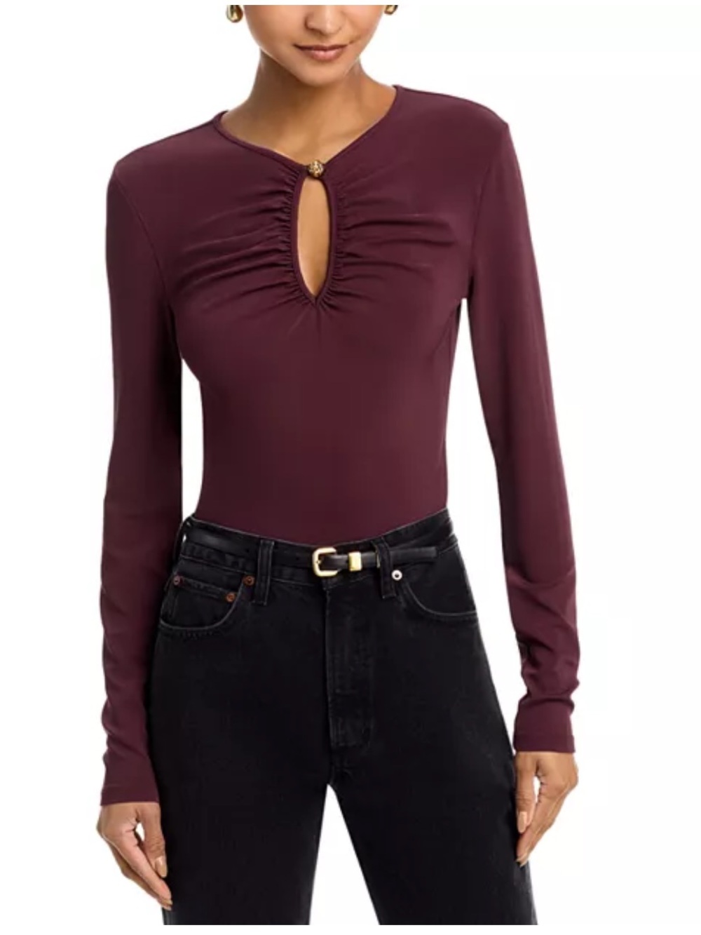 FRAME FRAME
The Keyhole Top Long-Sleeve in Cabernet Deep Plum - maroon - Women S
